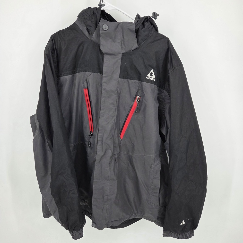 Gerry Coat Black & Gray Insulated Multi Pocket Zipper Winter Jacket Men's XXL‎
